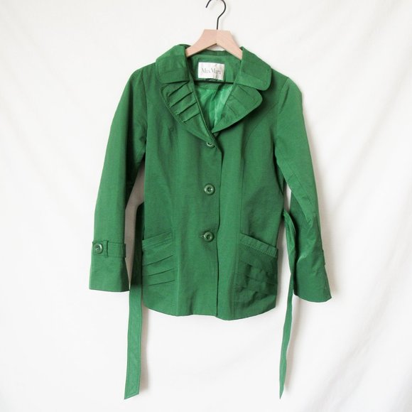 MAXMARA Classic Chic Fall/Winter Lightweight Belted Jacket Green Designer -S - Picture 2 of 14